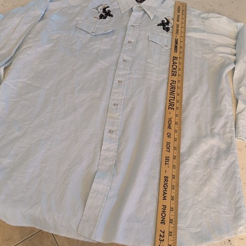 Pan Handle Slim Shirt Mens XXL Blue Pearl Snap Western Ranch Gorilla Shark - Picture 9 of 15