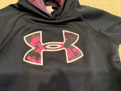 Girl’s Under amour Black Hooded Sweatshirt - Size Youth Medium - Picture 4 of 5