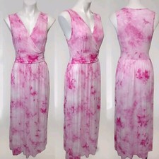 LILBETTER Pink Tie Dye Sleeveless Maxi Dress Beachwear Vacation Resort Medium