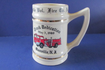 Vintage Manville Vol Fire Co No1 Truck Dedication May 3, 1980 Cup Mug Beer Stein
