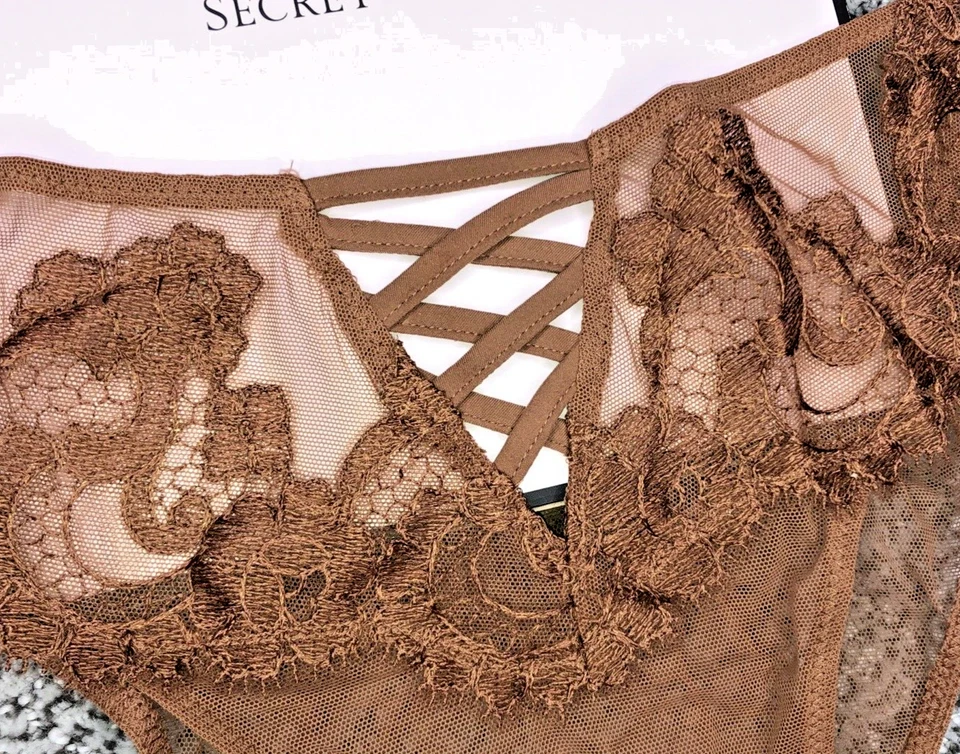 Braguita brasileña Victoria's Secret Dream Angels XL marrón boho bordado nuevo con etiquetas Foto 3 de 4