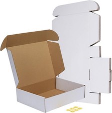 RLAVBL 12x9x3 Shipping Boxes Set of 6, White Corrugated Cardboard Box for Packin