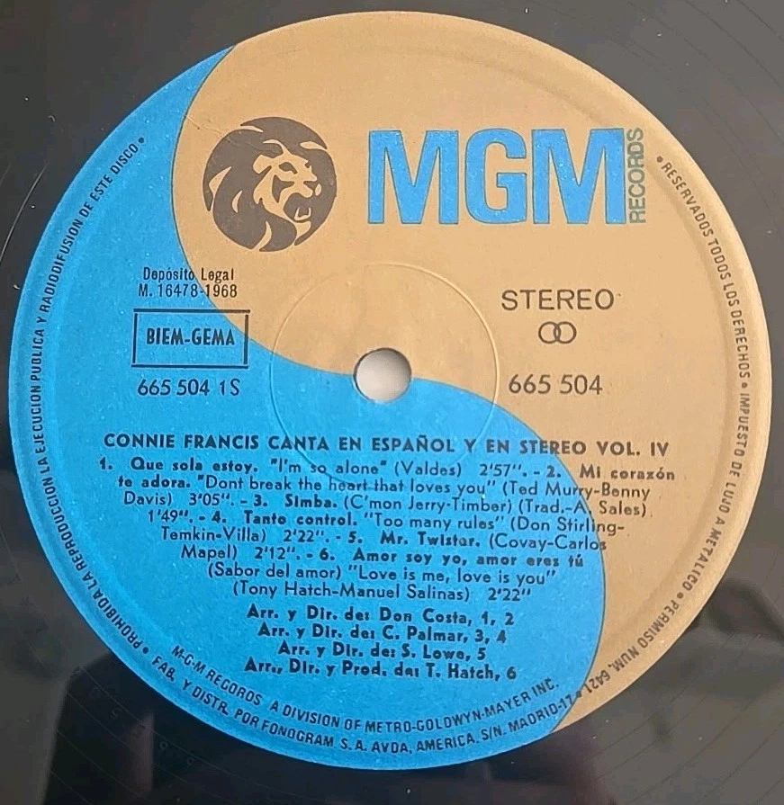 Connie Francis "Canta En Espanol Y En Stereo Vol4"  Spain Import Rare.  Foto 3 de 4