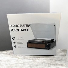 Black Record Player Turntable 3-Speed Wireless Built-in Stereo Speakers