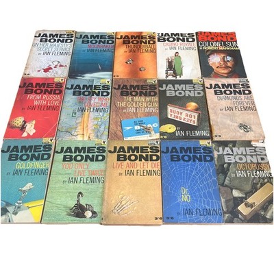 James Bond Pan Vintage Complete Set Of 14 + Colonel Sun Same Covers Ian Fleming