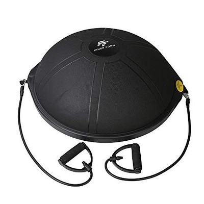 Finer Form Half Ball Balance Trainer with Resistance Bands for Home Gym Training