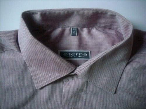 C3110 Eterna Eccellente Manica Camicia Rosa Antico Quadri Kw 43 come Nuovo
