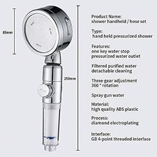 Shower Head,Filter Filtration High Pressure Water Saving 3Mode Soften Save Water