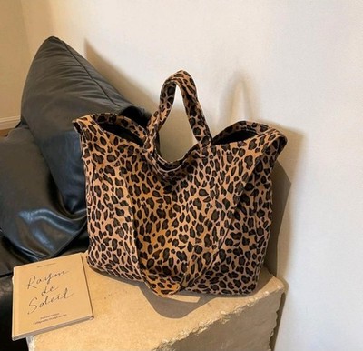 Große Leo Tasche Leotasche Shopper Strandtasche Damen leopardenprint leo muster