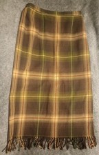 VTG Requirements Petite Size 12P Scottish Tartan Wool Skirt Blend w Fringe Plaid