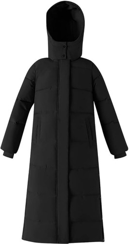 Knielange Puffer Jacke Damen Lang Winter Mantel Wattiert Zip Hoodie Daunen M Bla - Bild 2 von 2