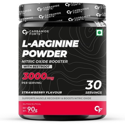 L Arginine Supplement 3000mg | Pre-workout For Unisex - Strawberry Flavour - 90g