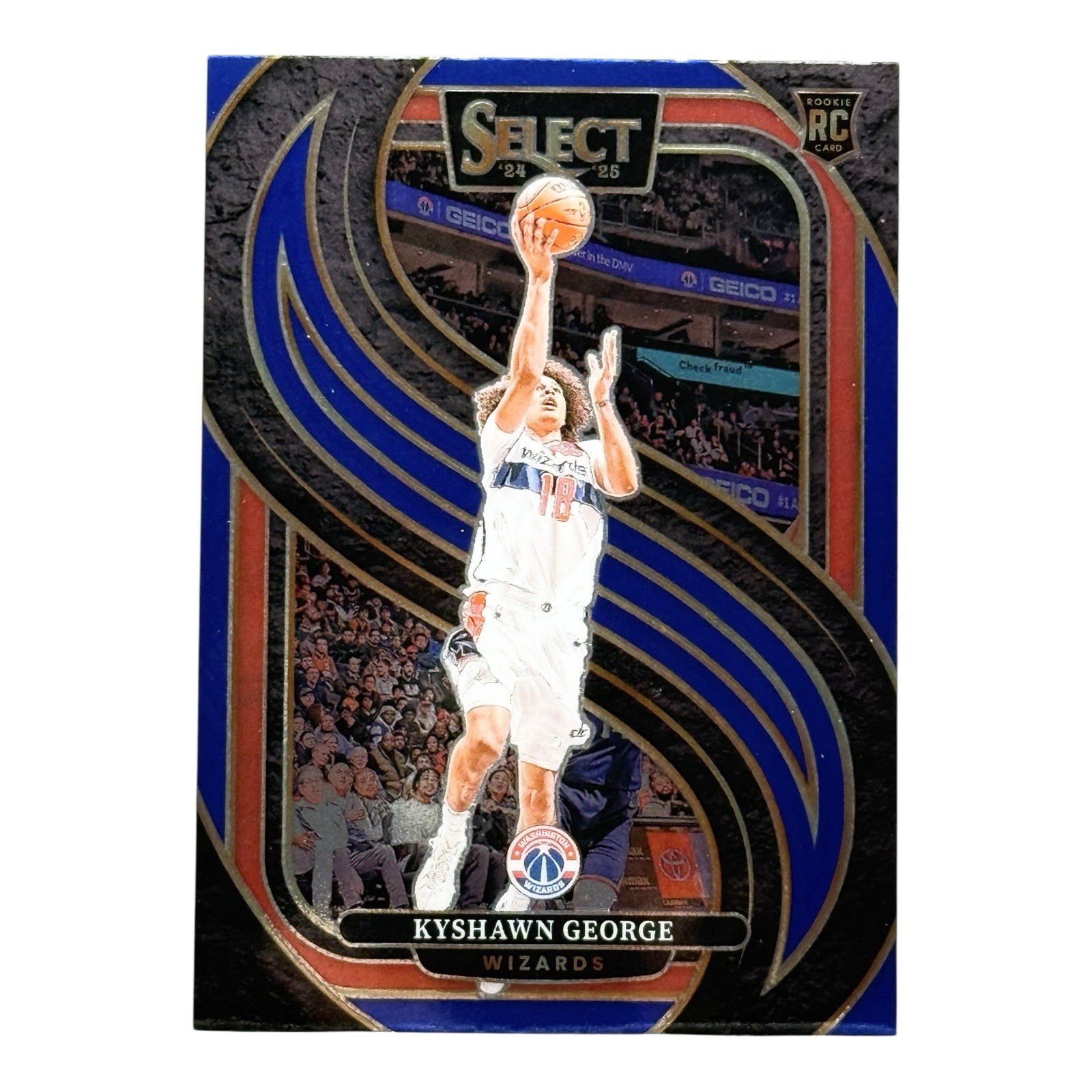 2024-25 Panini Select Premier Level Kyshawn George #177 Blue Prizm Rookie Card