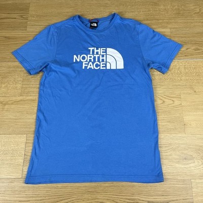 The North Face Spellout T-Shirt Blau & Weiß Wandern Outdoor Kurzarm Small