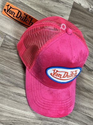 Von Dutch Trucker Hat HOLLY WOOD Pink Crush Velvet Red Embroidered