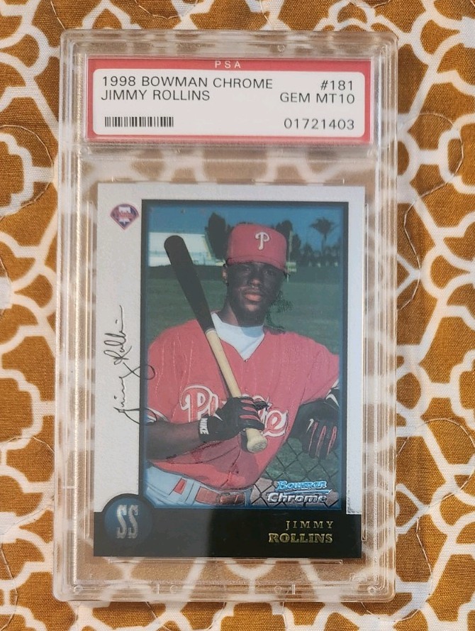 Graded 1998 Topps Bowman Chrome Jimmy Rollins #181 Rookie Baseball Card PSA 10