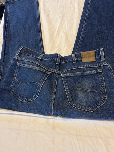 Vintage 80s 90s Lee Jeans USA Made 34x29 Blue Tag Distressed Straight Leg Denim - Bild 4 von 22