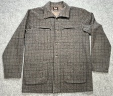 Vtg 40's WOOLRICH Mackinaw Men's Gray checkered Wool Button shirt Jacket Sz 40