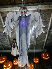 Haunted Hill Farm Animatronic Scary Haunted Angel with Touch Activated Lights