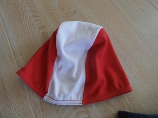 weiß rote Textil Badekappe für Kinder von fashy wie neu