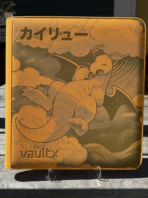 pokemon card binder vault x Vault X 12 Pocket Neon Orange Sleeping Dragon Laser Engraved Binder