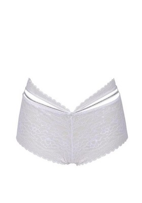 After Eden Meghan Boxer Spitze Weiß Damen Panty High Waist Straps-Details S L XL