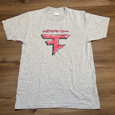 Supreme Team x FaZe Clan Men’s MEDIUM T-Shirt Gray Red Made In USA Tee  Shirt