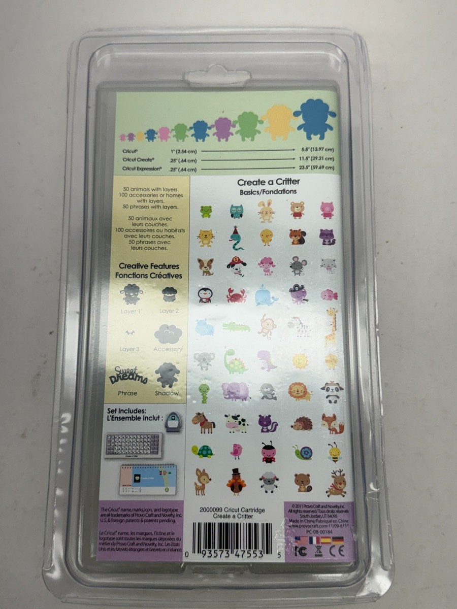 Cricut Create a Critter Crafts Painting Drawing Art Gift Cartridge