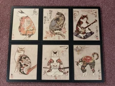 Framed samurai cat Canvas Print 8x10 Set Of 6