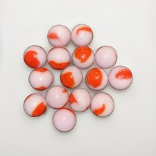 Lot Of 15 White  Red Swirl Glass Marbles 0.60  Machine Made