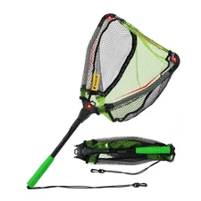 Floating Fishing, Net with Built-in Length Scale - Foldable Telescopic, Rubbe...