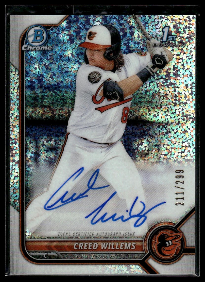 2022 Bowman #CPA-CW Creed Willems Chrome Prospects Auto Speckle Refractors #/299
