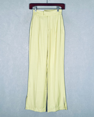 Bershka Pants Womens S Yellow Stretch Wide Leg Feminine Career Colorful NWT