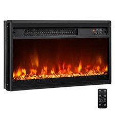 23”Electric Fireplace Insert Recessed w/Adjustable Flame & Ember Bed Color-Black