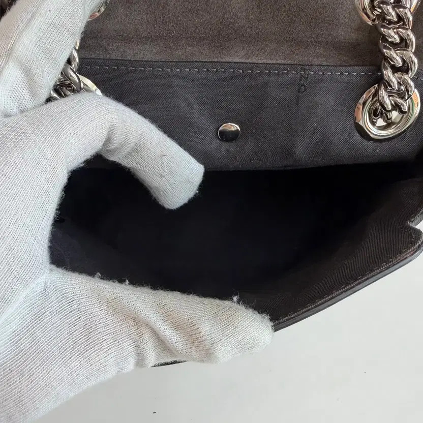 Fendi Kan I Mini Chain Backpack, Authentic, Silver Leather thumbnail 8