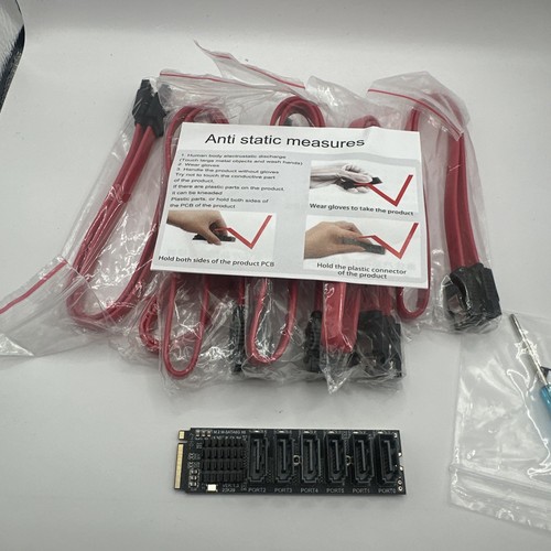 M EKY M.2 NVMe PCIE3.0 auf SATA 3.0 6Gb 6 Port, mit 6x SATA3 Kabel, ASM1166 - Bild 7 von 12