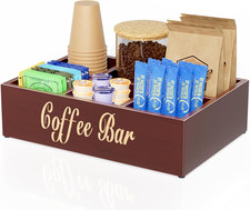 Coffee Station Organizer for Countertop, Wooden Coffee Bar Organizer with Remova