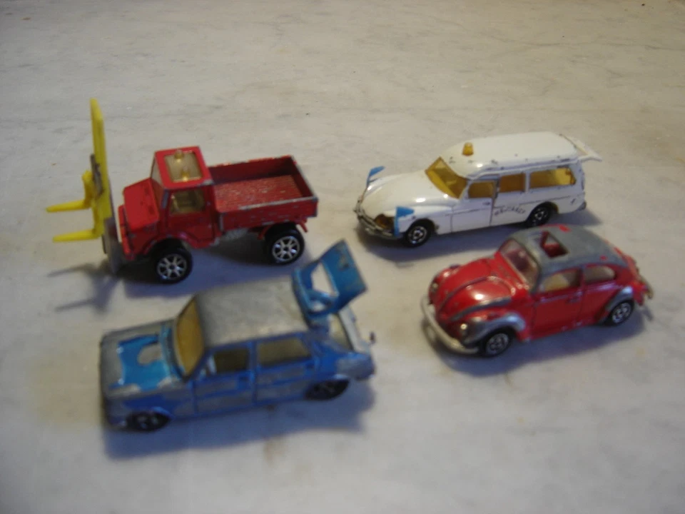 lot Majorette 1/60e Citroen DS21,Simca 1100,VW 1302,camion Unimog,remorque vélo - Photo 3/4
