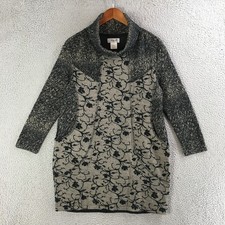 Anis A. Sweater Dress Womens Medium Long Sleeve Cowl Neck Pullover Black Beige