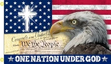 3X5 ONE NATION UNDER GOD JESUS CHRIST CHRISTIAN CROSS FLAG BANNER 100D X9