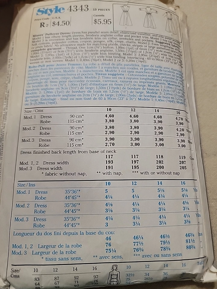 Vintage Style Sewing Pattern 4343 Misses Dress SIZE 12/14/16cut & Complete  - Image 2 of 3