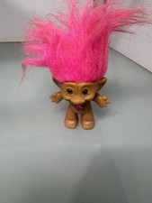 Vintage pink hair and pink heart tummy gem troll doll ace novelty co