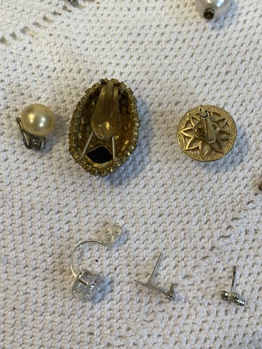 Lotto 13 pezzi bigiotteria vintage mista argento madreperla clip piercing - Foto 14 di 17