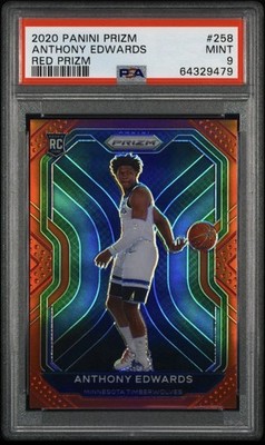 2020 Panini Prizm Anthony Edwards RC Red Prizm /299 PSA 9 Rookie Timberwolves