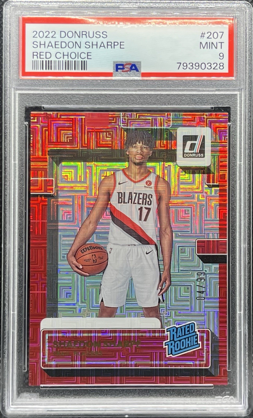 2022-23 Panini Donruss - Rated Rookie Shaedon Sharpe #207 Choice Red /99 (RC)