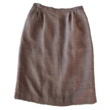 Vintage Classic Houndstooth Wool Midi Skirt Business Warm Sz 10 Preppy Academia