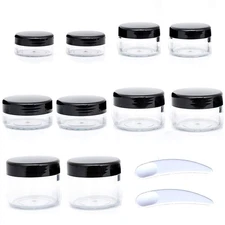 10Pcs Small Travel Containers, 5 Size Sample Jars with Lids
