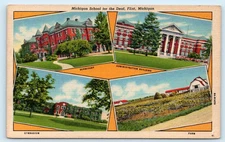 FLINT, MI Michigan ~ SCHOOL for the DEAF c1930s Curt Teich Linen Postcard