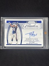 TY Law 2022 Panini Flawless Performances Auto Sapphire /5 Patriots HOF