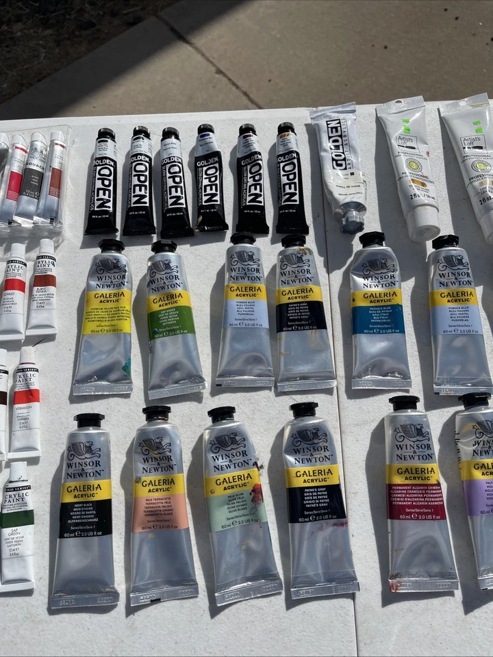 Huge Lot Of Acrylic Paint Winsor Newton Galleria Liquitex Golden - Image 3 of 4